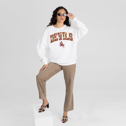ARIZONA STATE SUN DEVILS SWEET PLAY PREMIUM FLEECE DROP SHOULDER CREWNECK PULLOVER