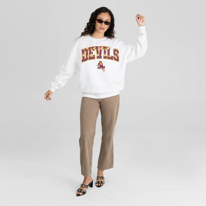ARIZONA STATE SUN DEVILS SWEET PLAY PREMIUM FLEECE DROP SHOULDER CREWNECK PULLOVER