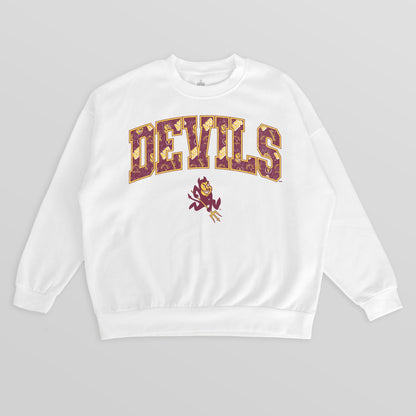 ARIZONA STATE SUN DEVILS SWEET PLAY PREMIUM FLEECE DROP SHOULDER CREWNECK PULLOVER