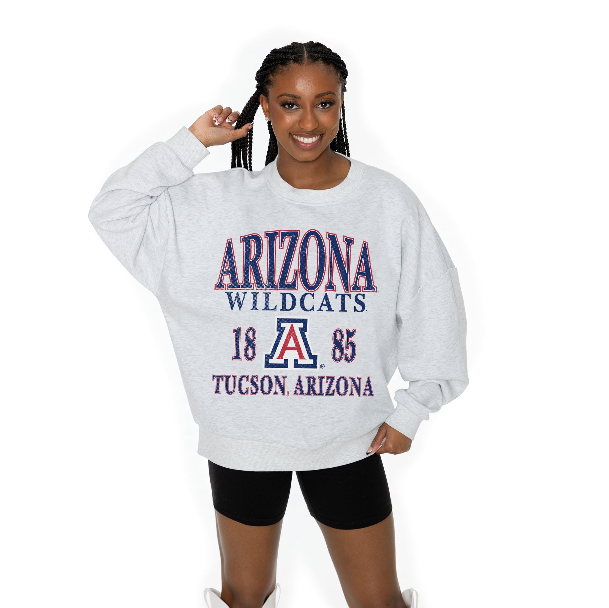 ARIZONA WILDCATS ALLEGIANCE LONG SLEEVE UNISEX FIT PREMIUM FLEECE CREWNECK SWEATSHIRT WITH RIBBED KNIT NECKLINE, WRIST, AND WAISTBAND