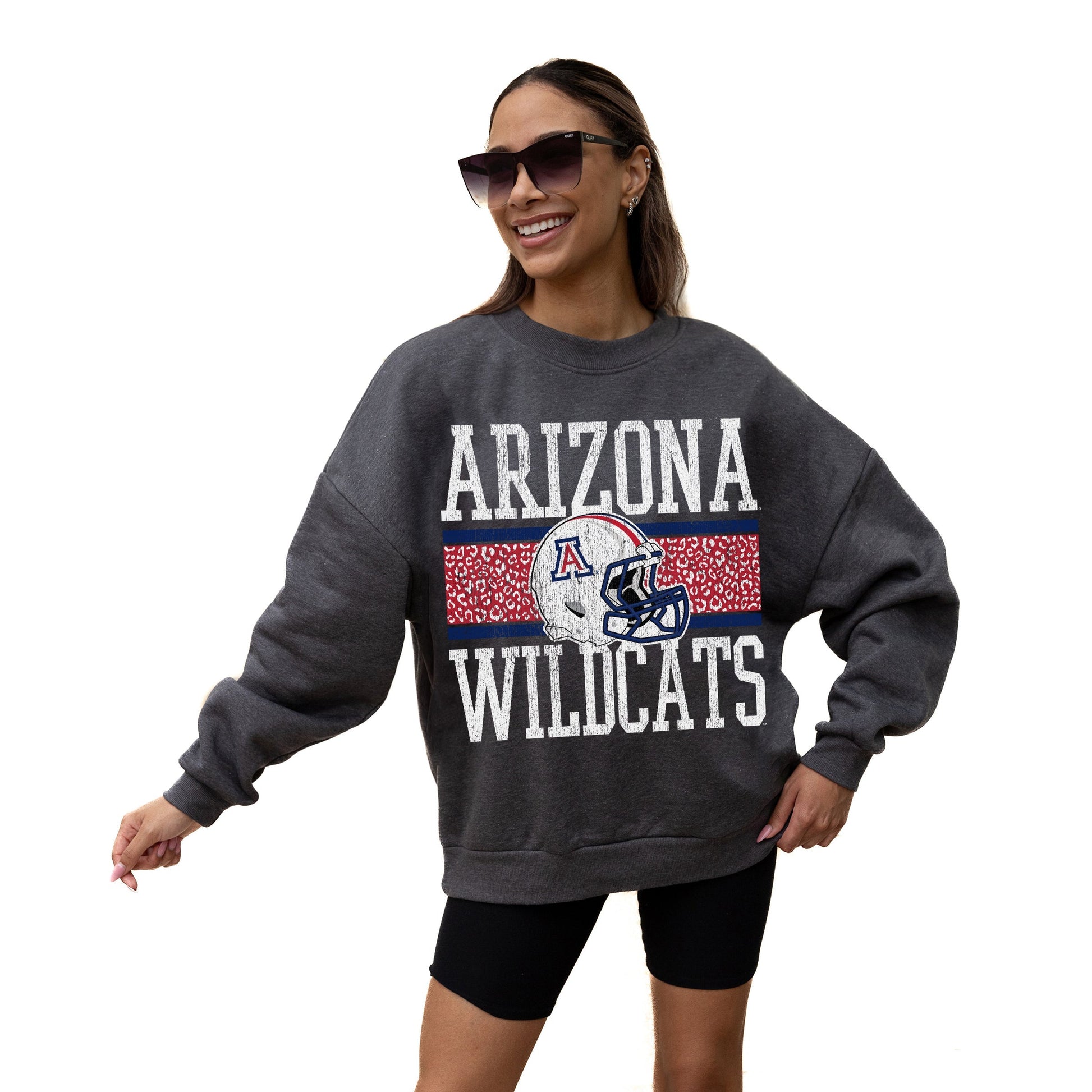 ARIZONA WILDCATS WILD TAILGATE LONG SLEEVE UNISEX FIT PREMIUM FLEECE CREWNECK SWEATSHIRT WITH RIBBED KNIT NECKLINE, WRIST, AND WAISTBAND