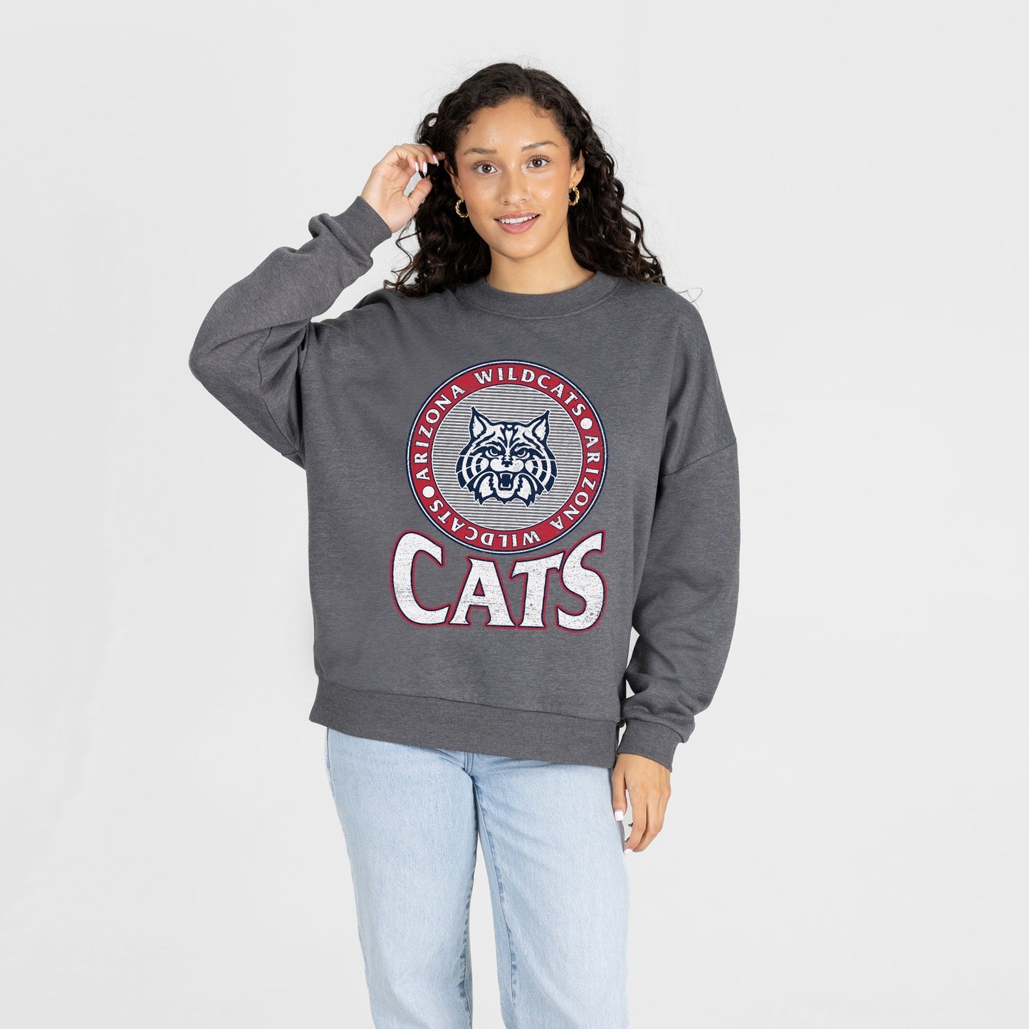 ARIZONA WILDCATS SATURDAY SEAL PREMIUM FLEECE DROP SHOULDER CREWNECK PULLOVER