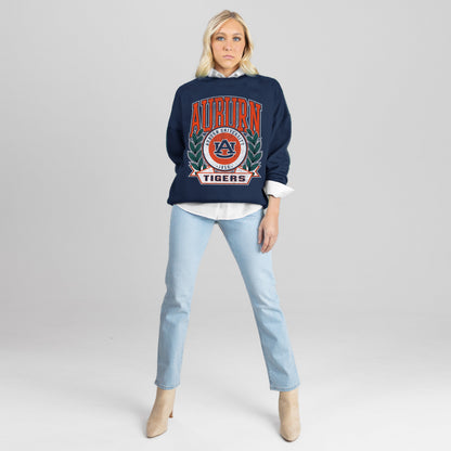 AUBURN TIGERS CLASSIC ARCHIVES PREMIUM FLEECE DROP SHOULDER CREWNECK PULLOVER