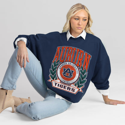 AUBURN TIGERS CLASSIC ARCHIVES PREMIUM FLEECE DROP SHOULDER CREWNECK PULLOVER