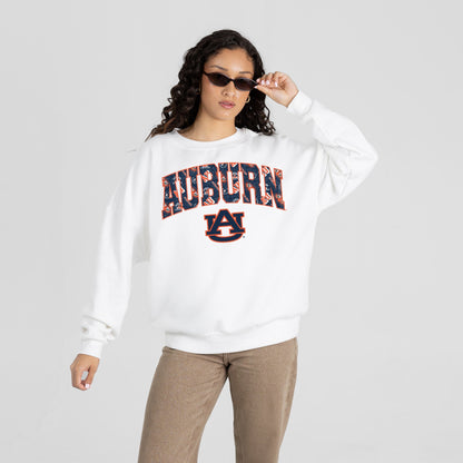 AUBURN TIGERS SWEET PLAY PREMIUM FLEECE DROP SHOULDER CREWNECK PULLOVER