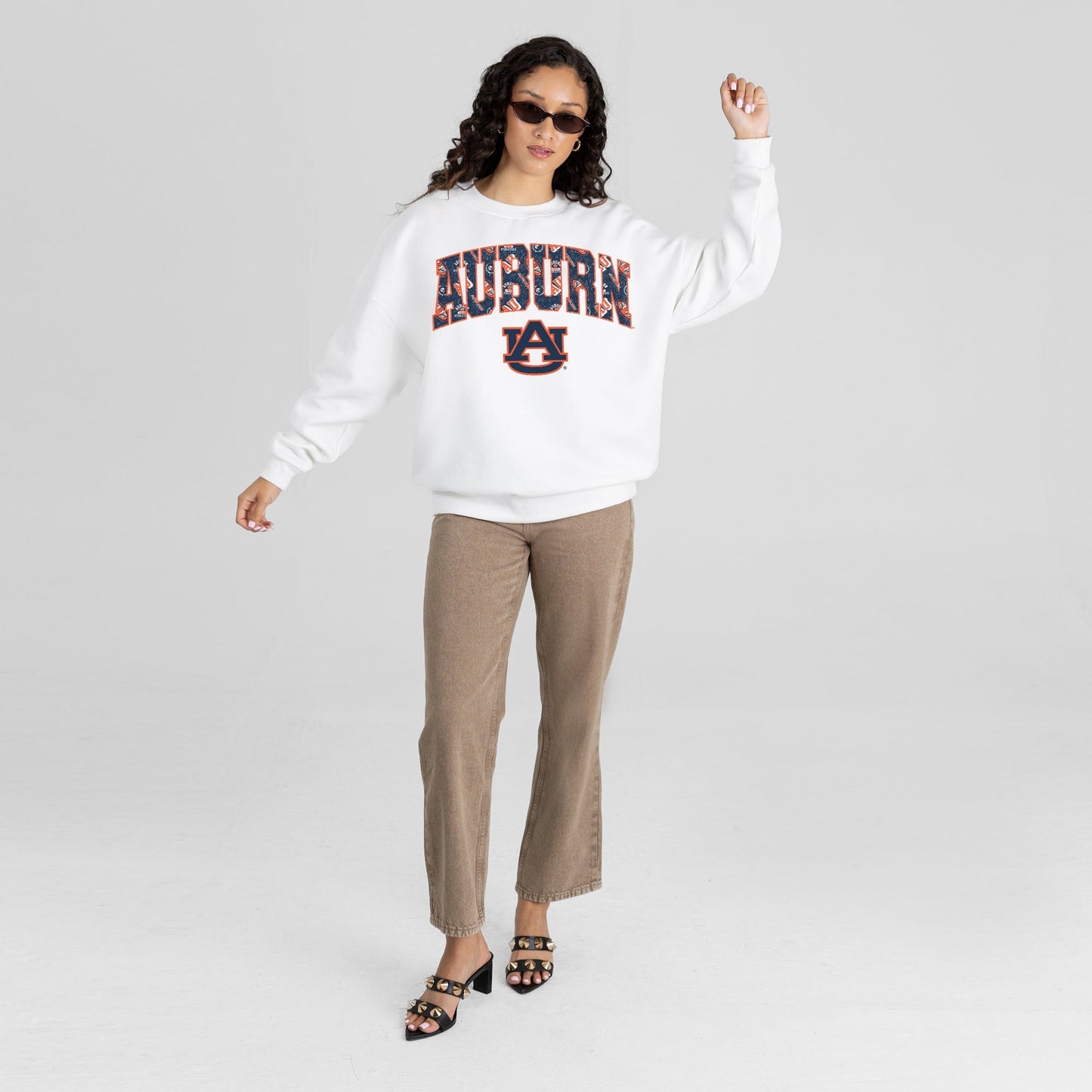AUBURN TIGERS SWEET PLAY PREMIUM FLEECE DROP SHOULDER CREWNECK PULLOVER