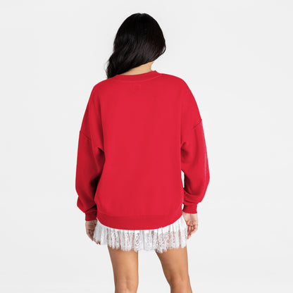 BALL STATE CARDINALS MAIN CHARACTER PREMIUM FLEECE DROP SHOULDER CREWNECK PULLOVER