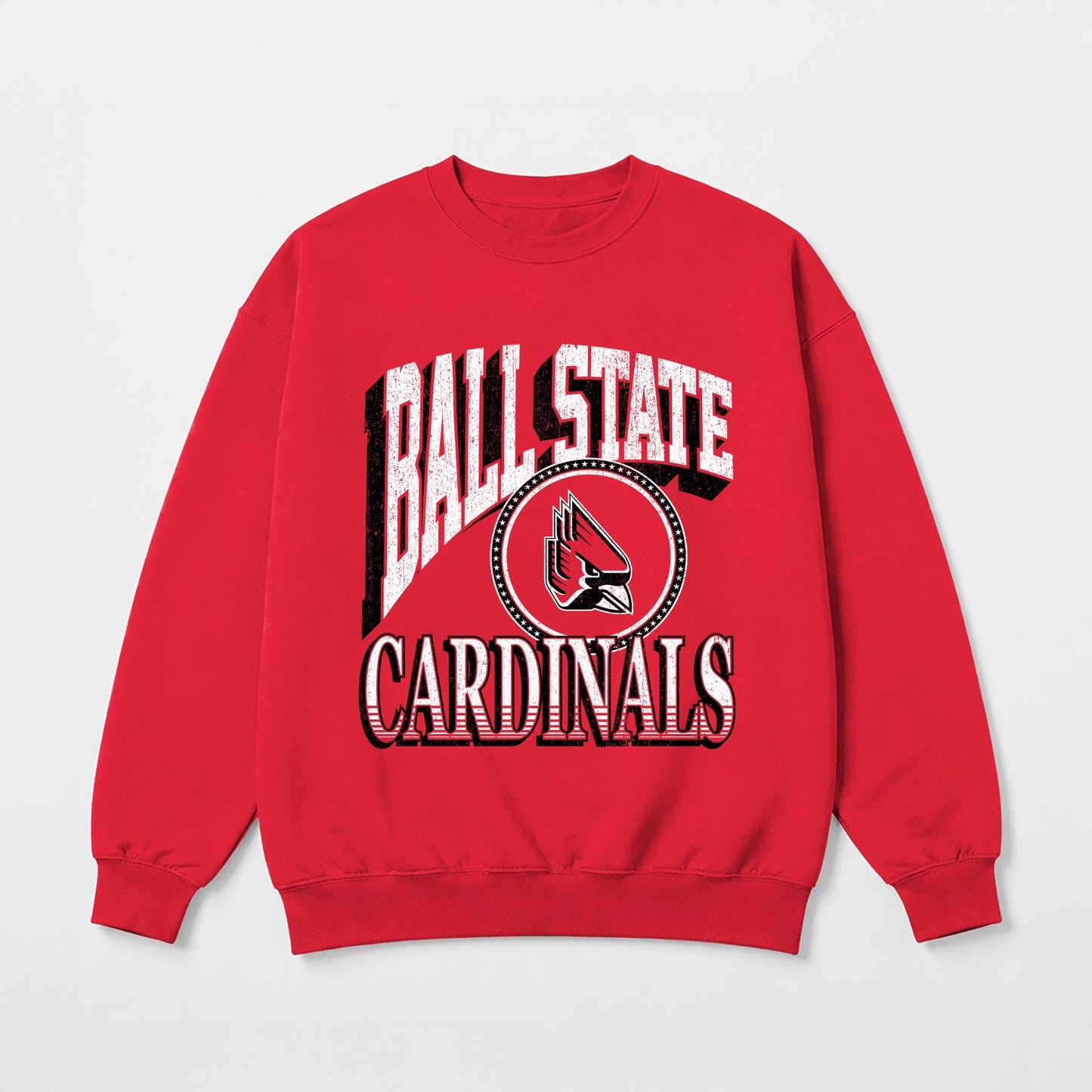 BALL STATE CARDINALS MAIN CHARACTER PREMIUM FLEECE DROP SHOULDER CREWNECK PULLOVER