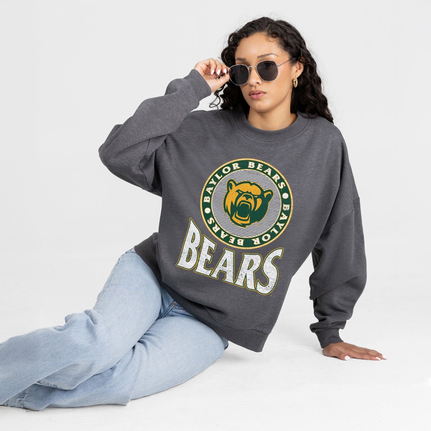 BAYLOR BEARS SATURDAY SEAL PREMIUM FLEECE DROP SHOULDER CREWNECK PULLOVER