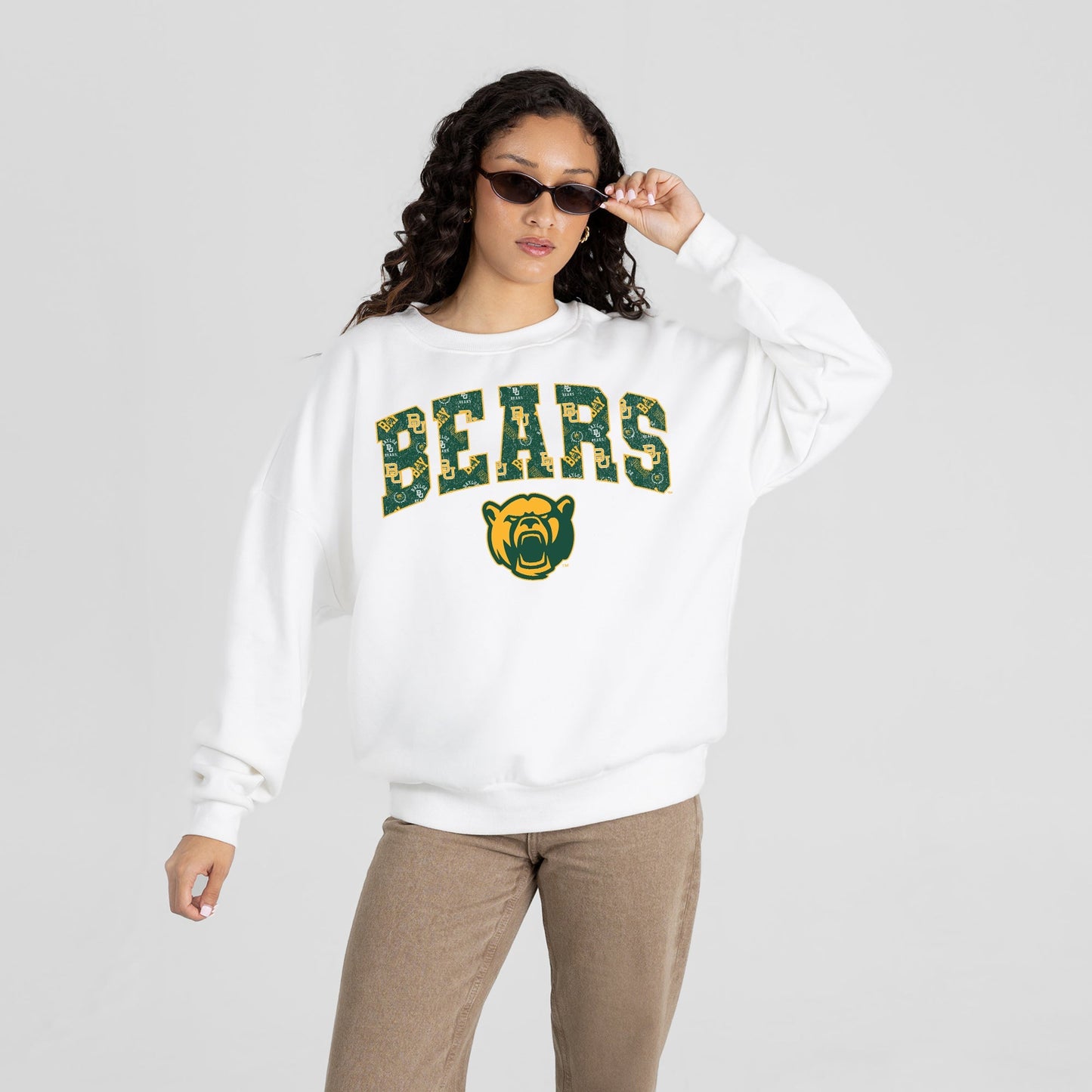BAYLOR BEARS SWEET PLAY PREMIUM FLEECE DROP SHOULDER CREWNECK PULLOVER