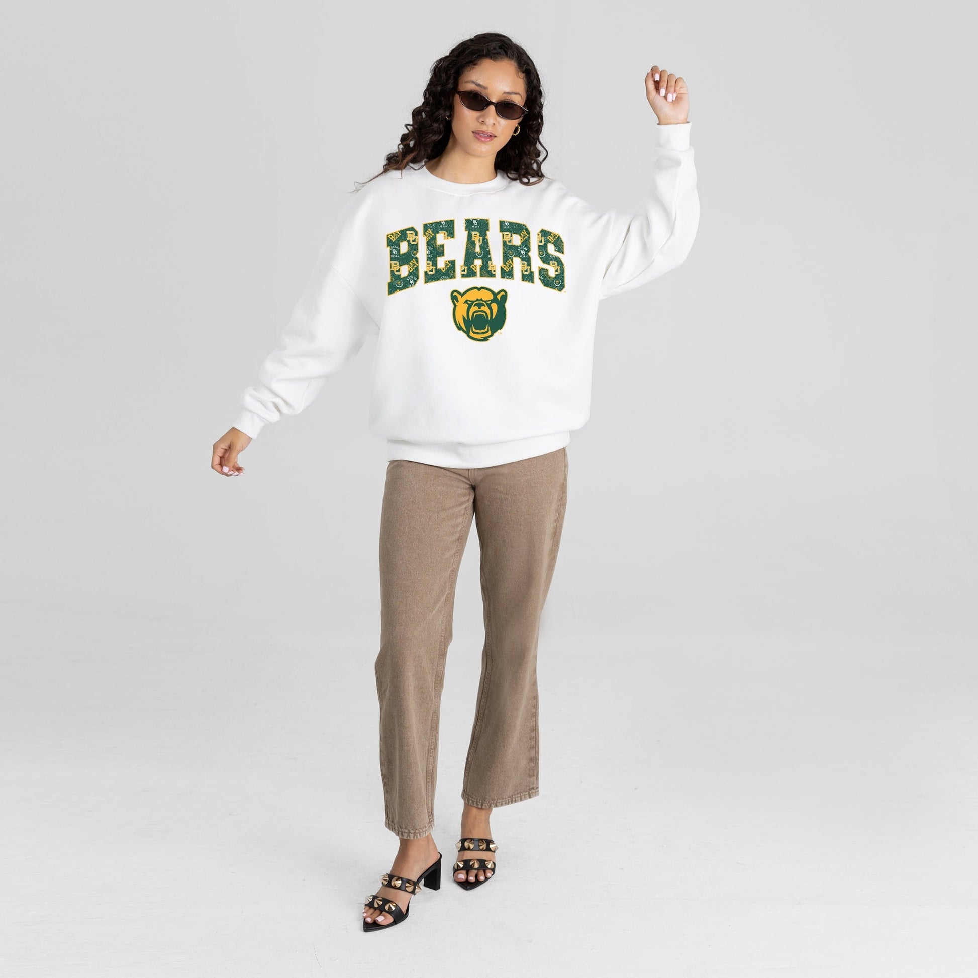BAYLOR BEARS SWEET PLAY PREMIUM FLEECE DROP SHOULDER CREWNECK PULLOVER