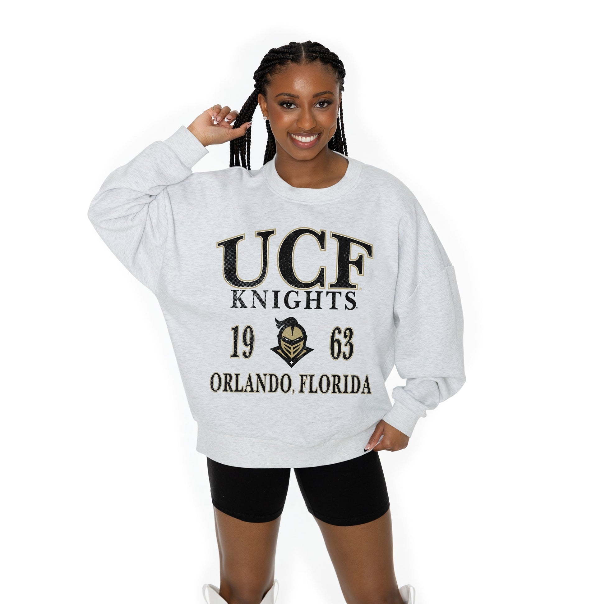 CENTRAL FLORIDA KNIGHTS ALLEGIANCE LONG SLEEVE UNISEX FIT PREMIUM FLEECE CREWNECK SWEATSHIRT WITH RIBBED KNIT NECKLINE, WRIST, AND WAISTBAND