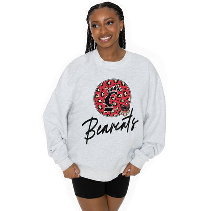 CINCINNATI BEARCATS GOING WILD LONG SLEEVE UNISEX FIT PREMIUM FLEECE CREWNECK SWEATSHIRT WITH RIBBED KNIT NECKLINE, WRIST, AND WAISTBAND - The Club