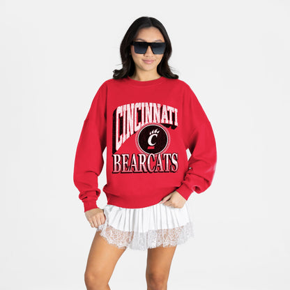 CINCINNATI BEARCATS MAIN CHARACTER PREMIUM FLEECE DROP SHOULDER CREWNECK PULLOVER