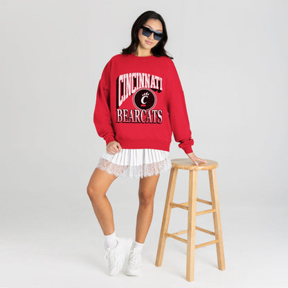 CINCINNATI BEARCATS MAIN CHARACTER PREMIUM FLEECE DROP SHOULDER CREWNECK PULLOVER