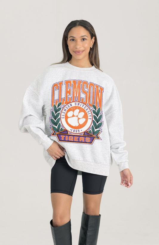 CLEMSON TIGERS HERITAGE PREMIUM FLEECE DROP SHOULDER CREWNECK PULLOVER