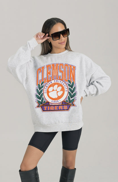 CLEMSON TIGERS HERITAGE PREMIUM FLEECE DROP SHOULDER CREWNECK PULLOVER
