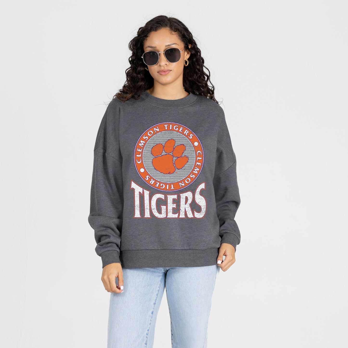 CLEMSON TIGERS SATURDAY SEAL PREMIUM FLEECE DROP SHOULDER CREWNECK PULLOVER