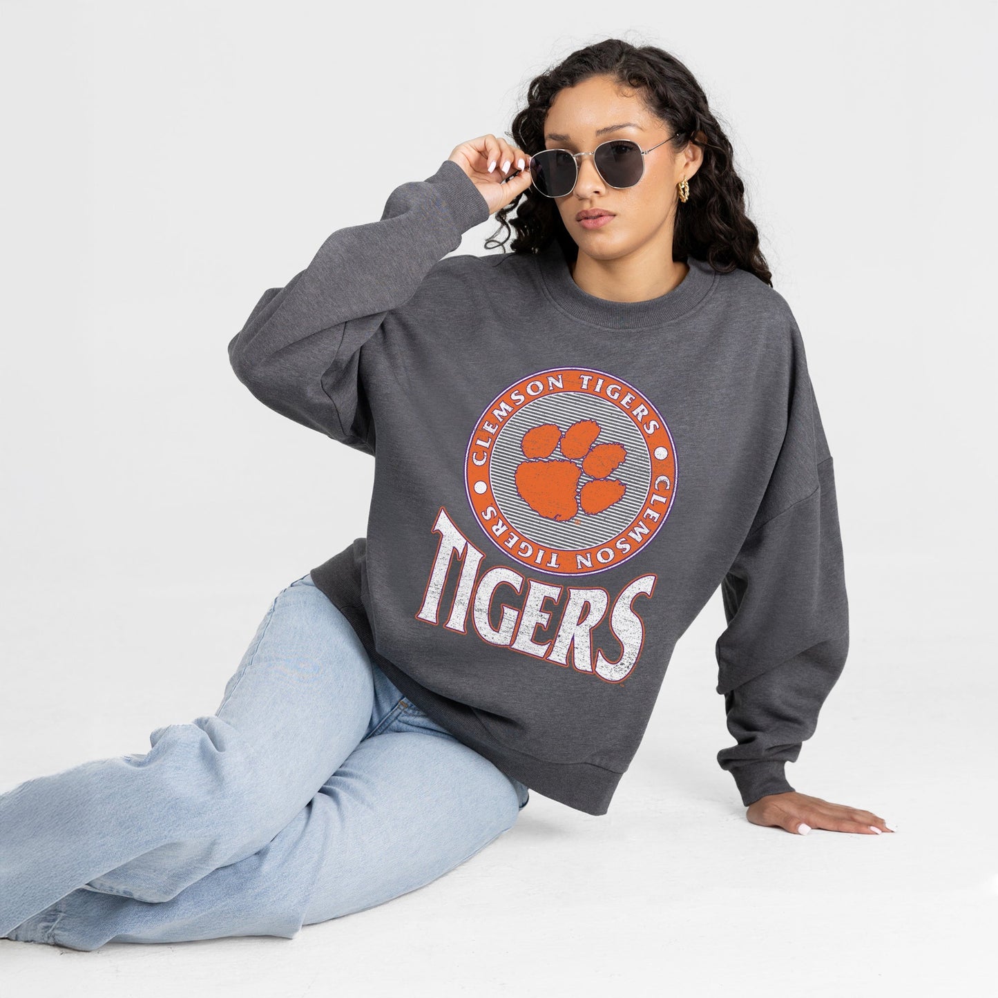 CLEMSON TIGERS SATURDAY SEAL PREMIUM FLEECE DROP SHOULDER CREWNECK PULLOVER