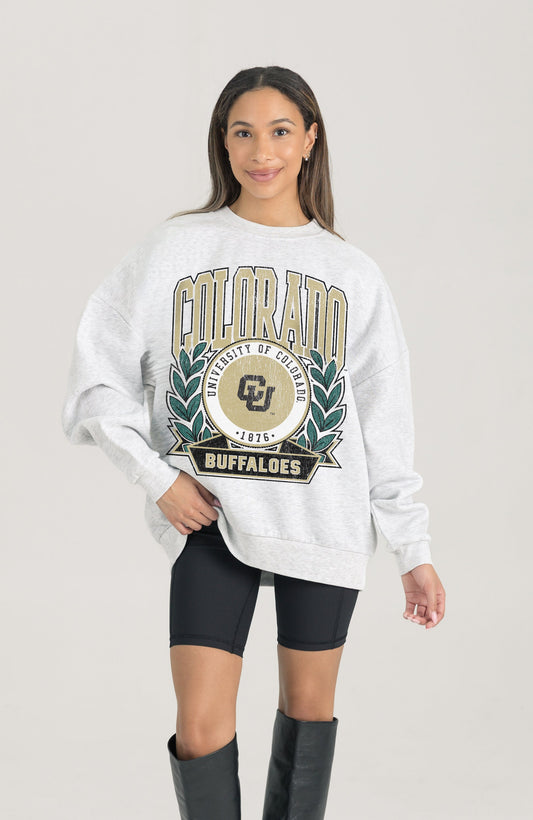 COLORADO BUFFALOES HERITAGE PREMIUM FLEECE DROP SHOULDER CREWNECK PULLOVER
