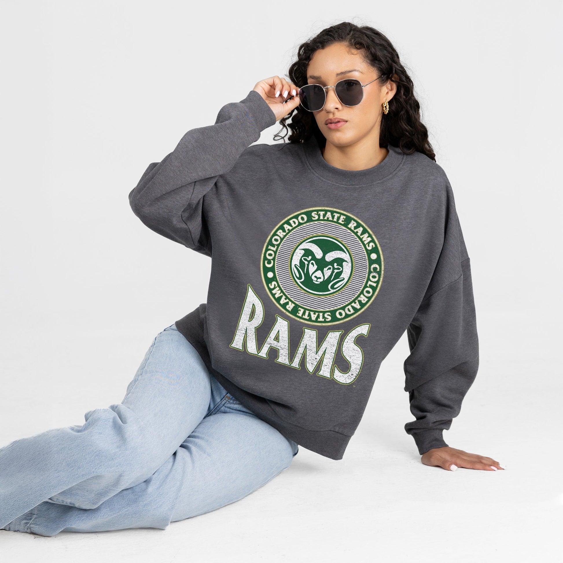 COLORADO STATE RAMS SATURDAY SEAL PREMIUM FLEECE DROP SHOULDER CREWNECK PULLOVER