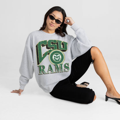 COLORADO STATE RAMS GAME ON PREMIUM FLEECE DROP SHOULDER CREWNECK PULLOVER
