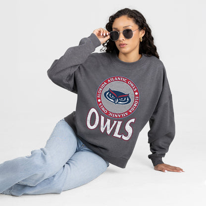 FLORIDA ATLANTIC OWLS SATURDAY SEAL PREMIUM FLEECE DROP SHOULDER CREWNECK PULLOVER