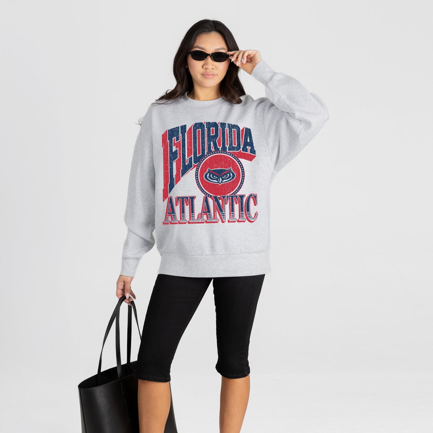 FLORIDA ATLANTIC OWLS GAME ON PREMIUM FLEECE DROP SHOULDER CREWNECK PULLOVER