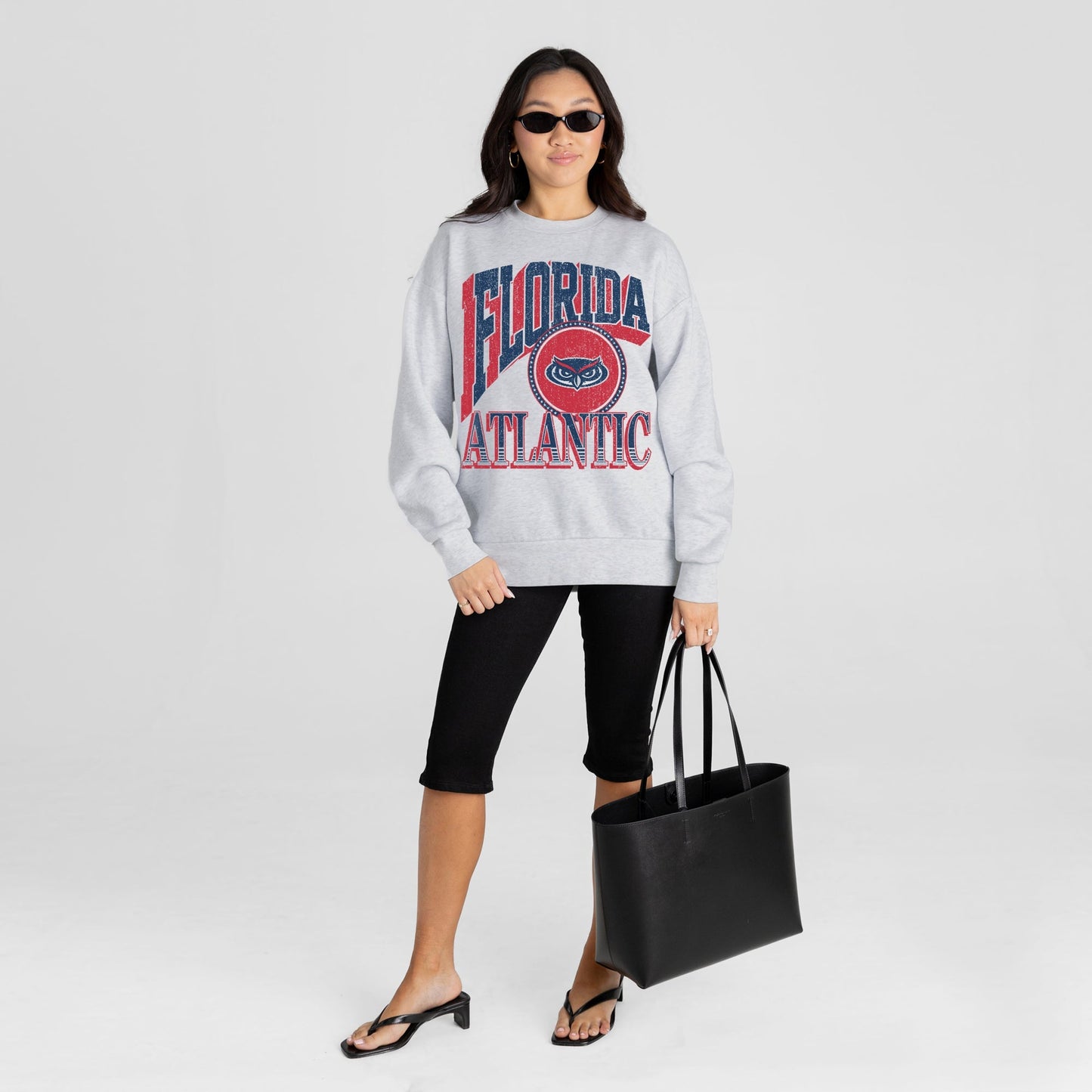 FLORIDA ATLANTIC OWLS GAME ON PREMIUM FLEECE DROP SHOULDER CREWNECK PULLOVER