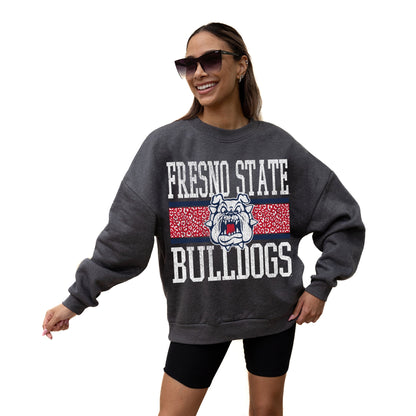 FRESNO STATE BULLDOGS WILD TAILGATE LONG SLEEVE UNISEX FIT PREMIUM FLEECE CREWNECK SWEATSHIRT WITH RIBBED KNIT NECKLINE, WRIST, AND WAISTBAND