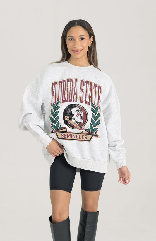 FLORIDA STATE SEMINOLES HERITAGE PREMIUM FLEECE DROP SHOULDER CREWNECK PULLOVER