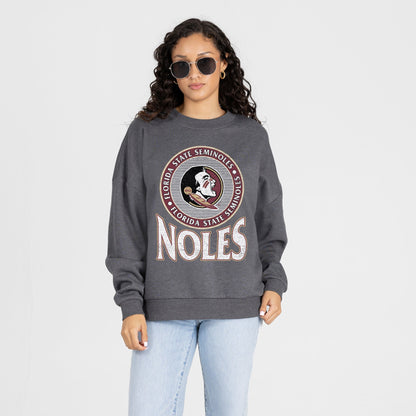 FLORIDA STATE SEMINOLES SATURDAY SEAL PREMIUM FLEECE DROP SHOULDER CREWNECK PULLOVER