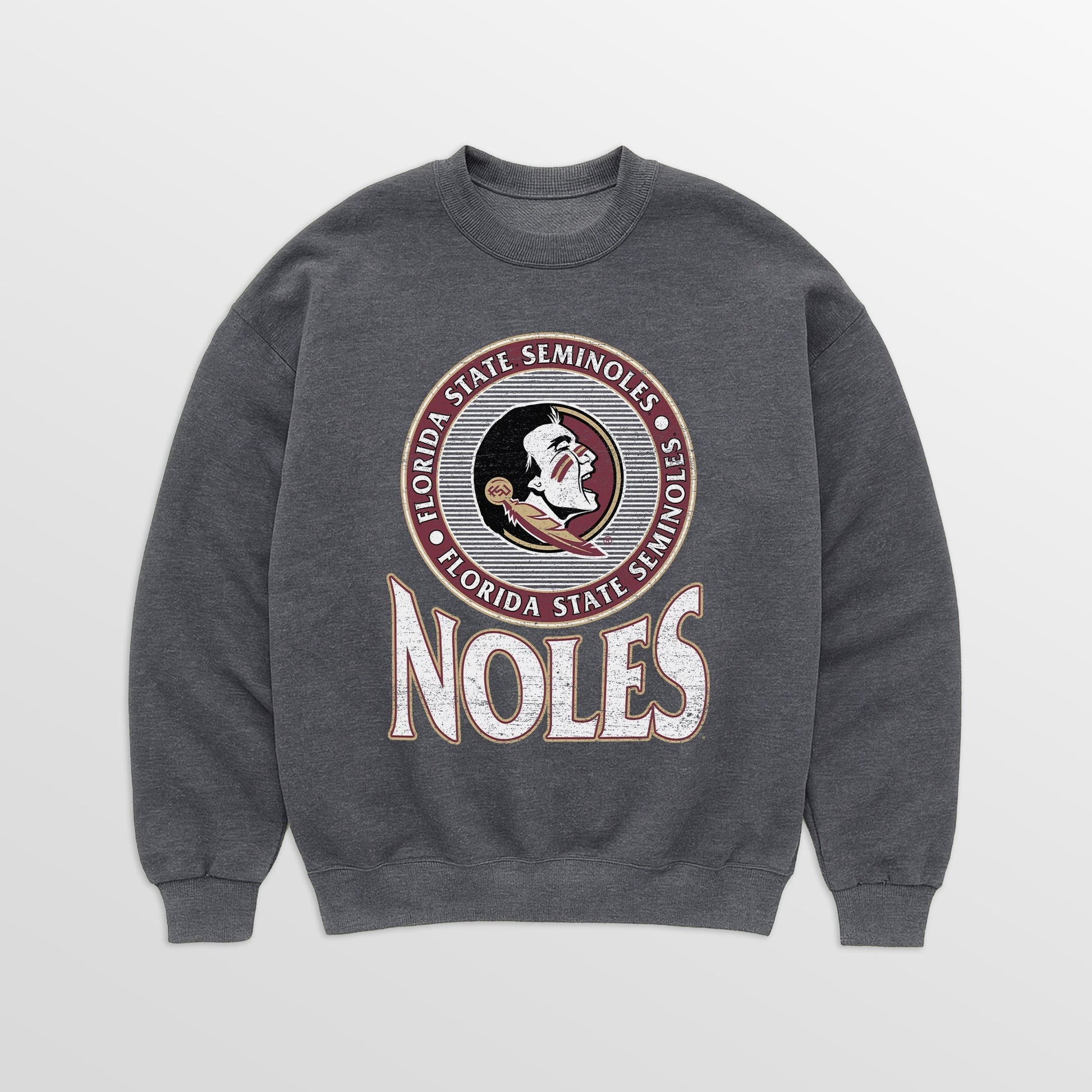 FLORIDA STATE SEMINOLES SATURDAY SEAL PREMIUM FLEECE DROP SHOULDER CREWNECK PULLOVER