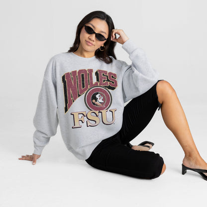 FLORIDA STATE SEMINOLES GAME ON PREMIUM FLEECE DROP SHOULDER CREWNECK PULLOVER