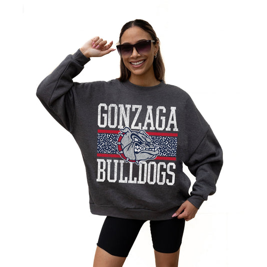 GONZAGA BULLDOGS WILD TAILGATE LONG SLEEVE UNISEX FIT PREMIUM FLEECE CREWNECK SWEATSHIRT WITH RIBBED KNIT NECKLINE, WRIST, AND WAISTBAND - The Club