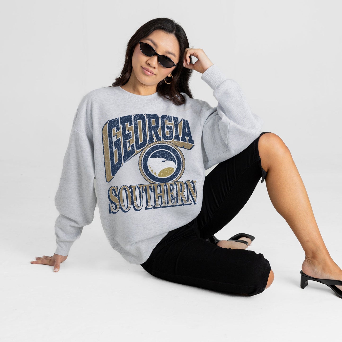 GEORGIA SOUTHERN EAGLES GAME ON PREMIUM FLEECE DROP SHOULDER CREWNECK PULLOVER