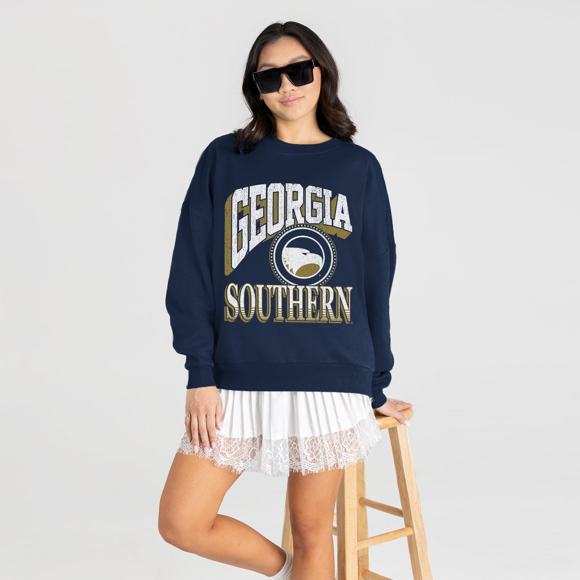 GEORGIA SOUTHERN EAGLES MAIN CHARACTER PREMIUM FLEECE DROP SHOULDER CREWNECK PULLOVER