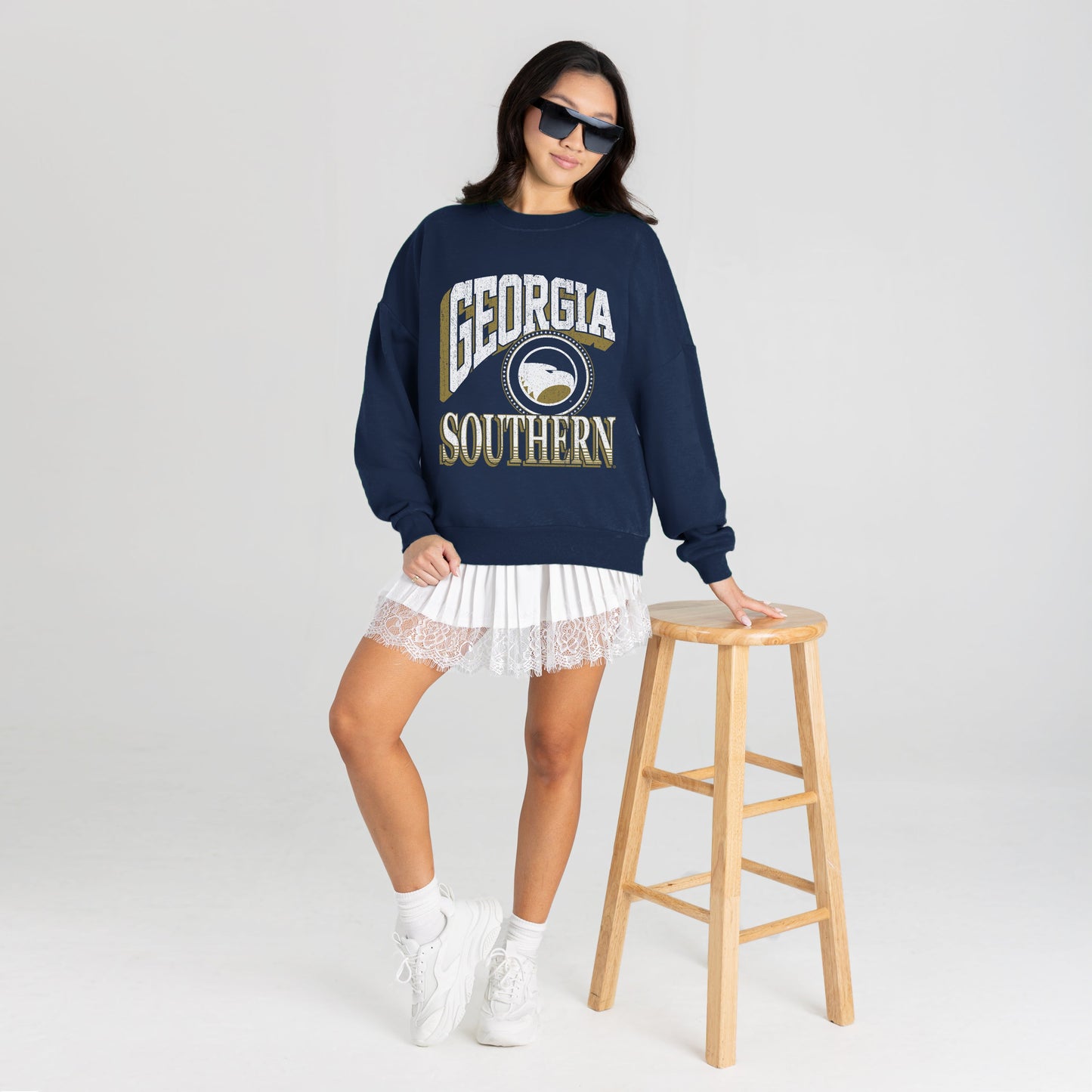GEORGIA SOUTHERN EAGLES MAIN CHARACTER PREMIUM FLEECE DROP SHOULDER CREWNECK PULLOVER