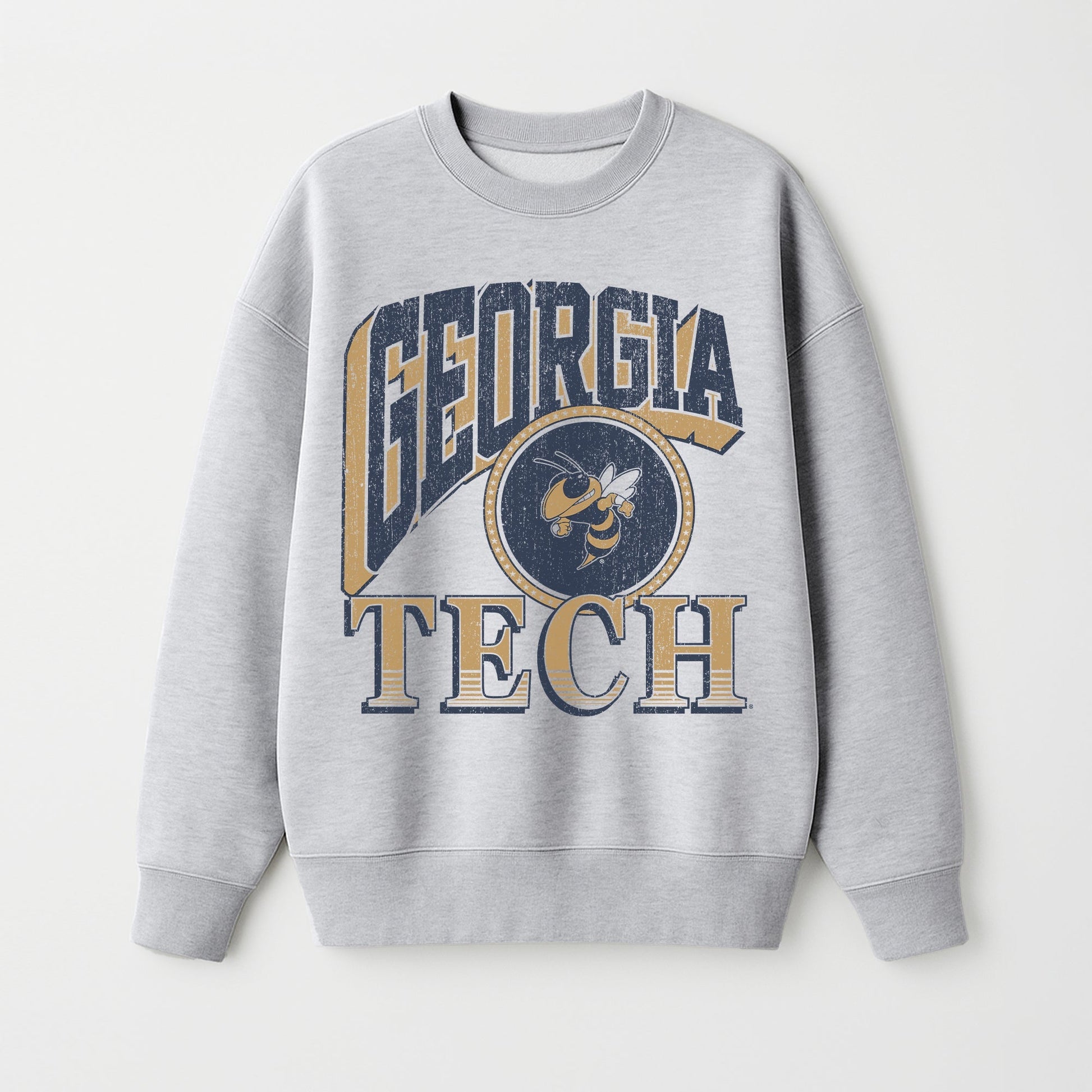 GEORGIA TECH YELLOW JACKETS GAME ON PREMIUM FLEECE DROP SHOULDER CREWNECK PULLOVER