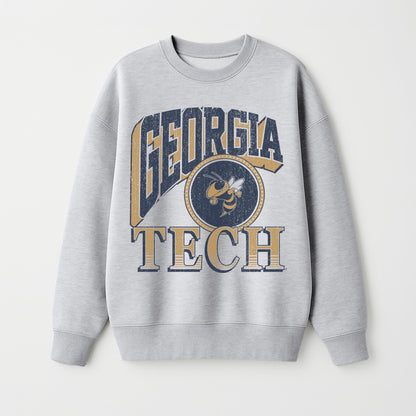 GEORGIA TECH YELLOW JACKETS GAME ON PREMIUM FLEECE DROP SHOULDER CREWNECK PULLOVER