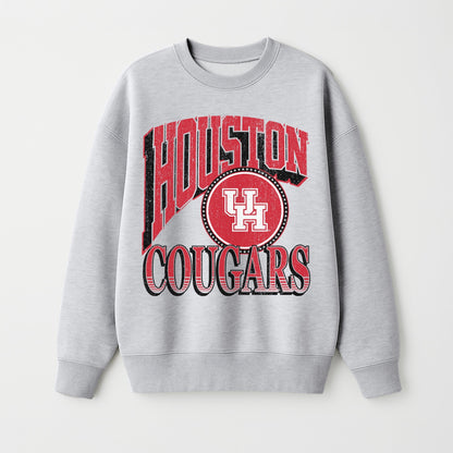 HOUSTON COUGARS GAME ON PREMIUM FLEECE DROP SHOULDER CREWNECK PULLOVER