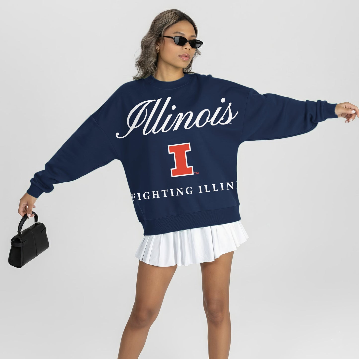 ILLINOIS FIGHTING ILLINI LEGACY CLUB PREMIUM FLEECE DROP SHOULDER CREWNECK PULLOVER