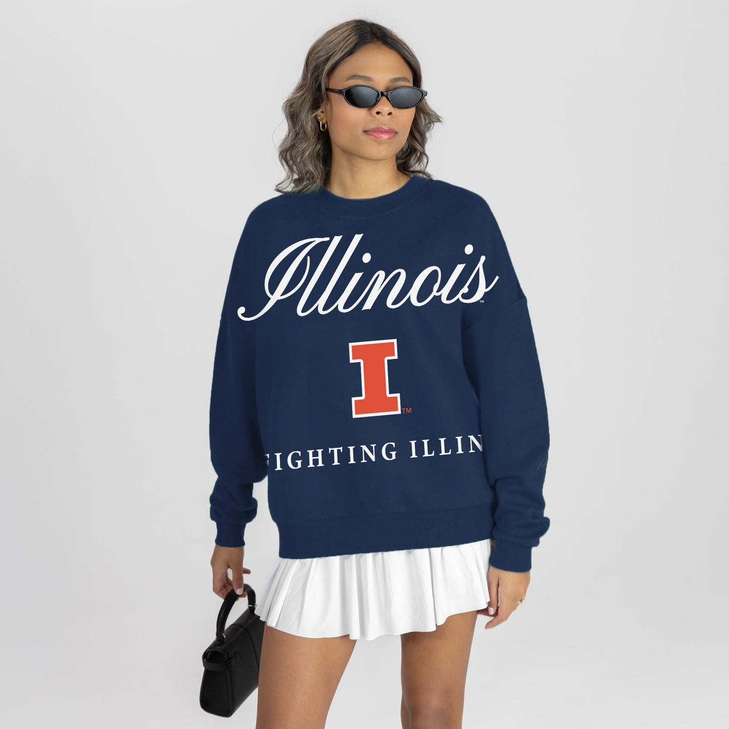 ILLINOIS FIGHTING ILLINI LEGACY CLUB PREMIUM FLEECE DROP SHOULDER CREWNECK PULLOVER
