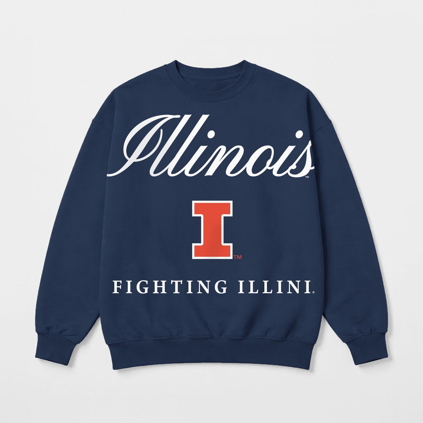 ILLINOIS FIGHTING ILLINI LEGACY CLUB PREMIUM FLEECE DROP SHOULDER CREWNECK PULLOVER
