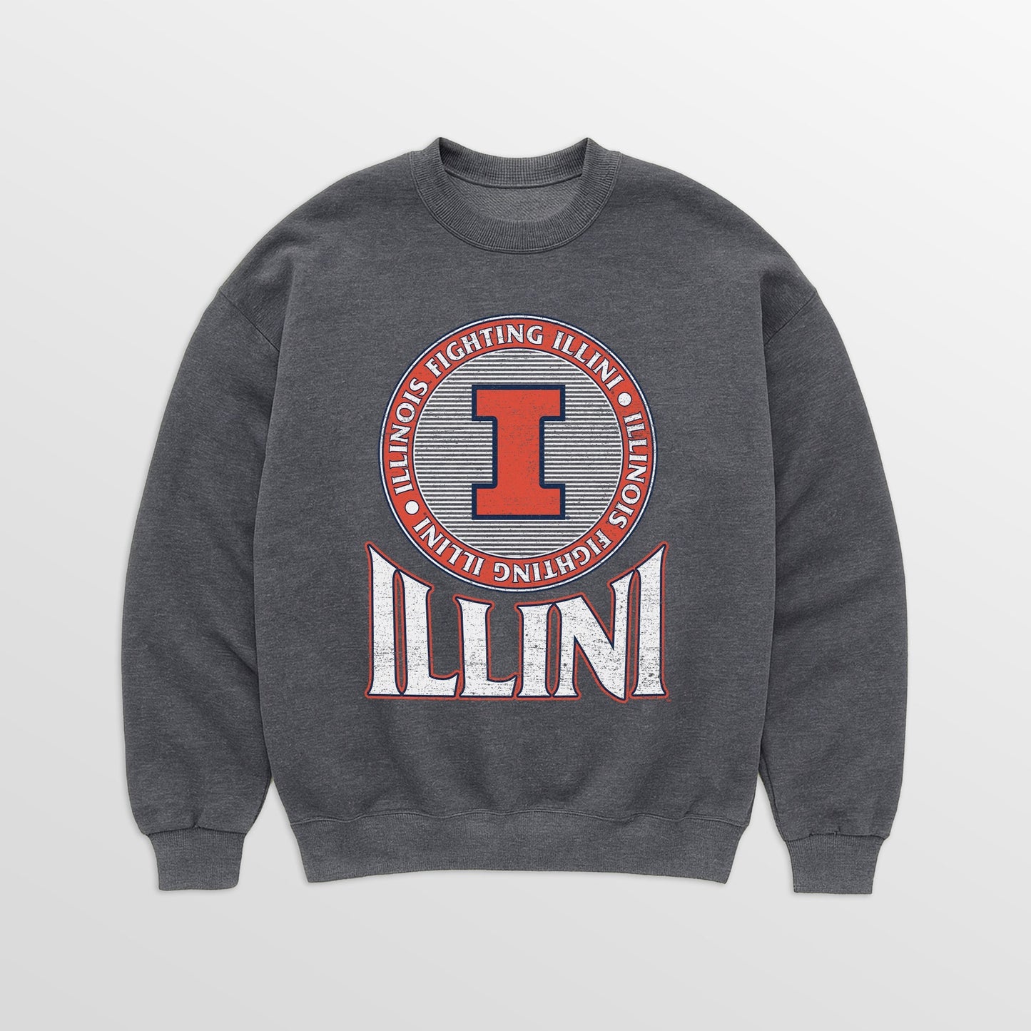 ILLINOIS FIGHTING ILLINI SATURDAY SEAL PREMIUM FLEECE DROP SHOULDER CREWNECK PULLOVER
