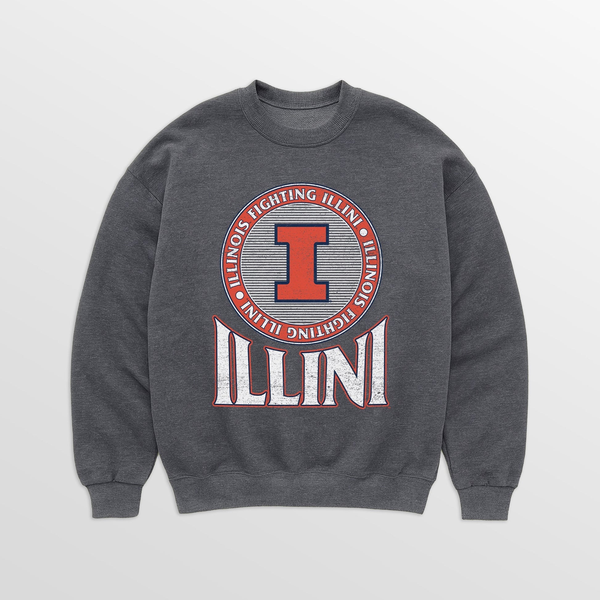 ILLINOIS FIGHTING ILLINI SATURDAY SEAL PREMIUM FLEECE DROP SHOULDER CREWNECK PULLOVER