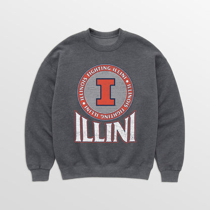 ILLINOIS FIGHTING ILLINI SATURDAY SEAL PREMIUM FLEECE DROP SHOULDER CREWNECK PULLOVER