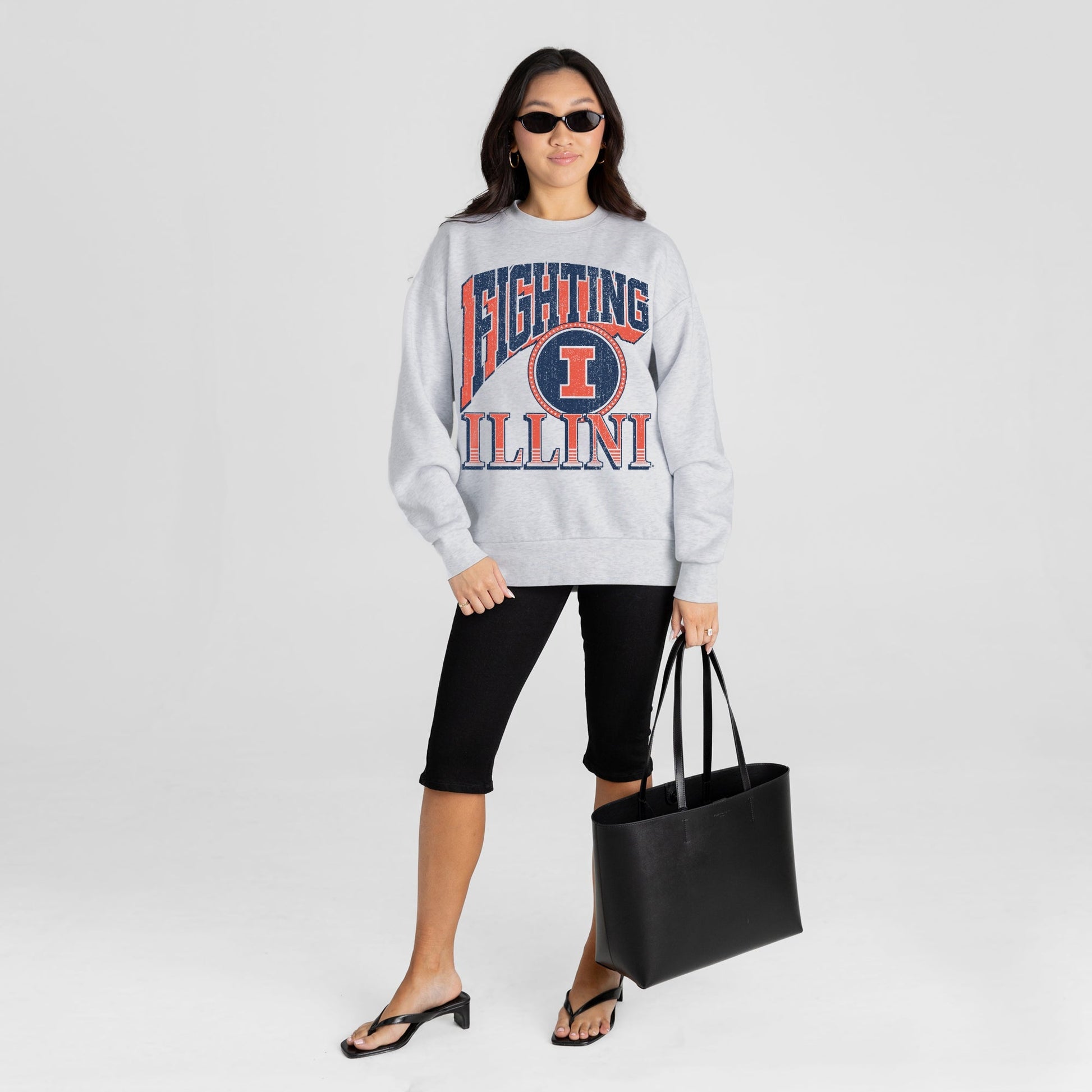 ILLINOIS FIGHTING ILLINI GAME ON PREMIUM FLEECE DROP SHOULDER CREWNECK PULLOVER