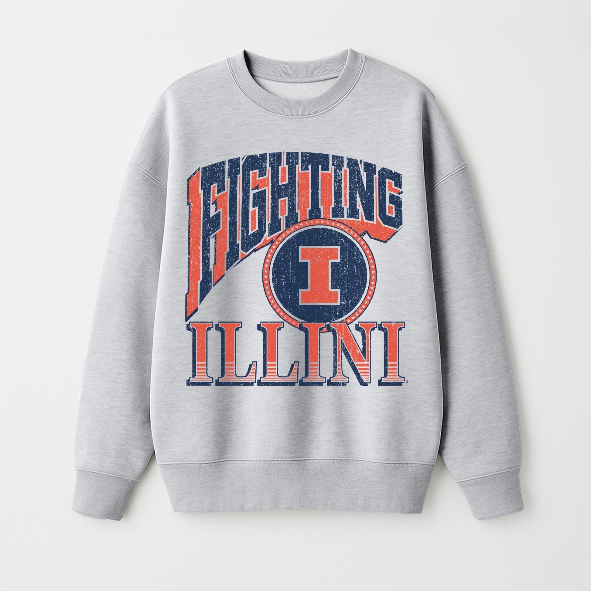 ILLINOIS FIGHTING ILLINI GAME ON PREMIUM FLEECE DROP SHOULDER CREWNECK PULLOVER