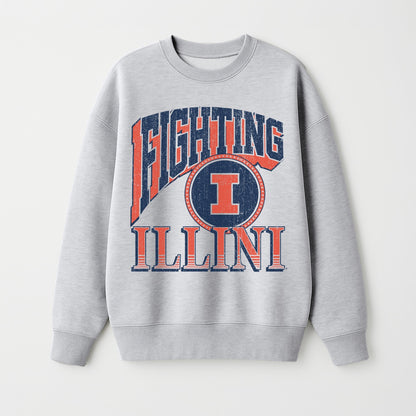ILLINOIS FIGHTING ILLINI GAME ON PREMIUM FLEECE DROP SHOULDER CREWNECK PULLOVER